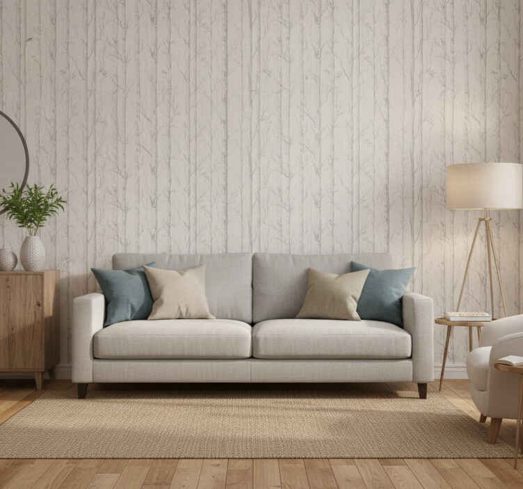 Tapisserie beige motif bouleau suédois - TenStickers