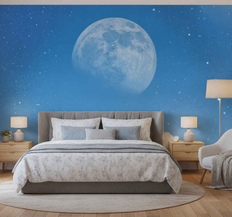Papel mural azul vista de la pequeña luna - TenVinilo