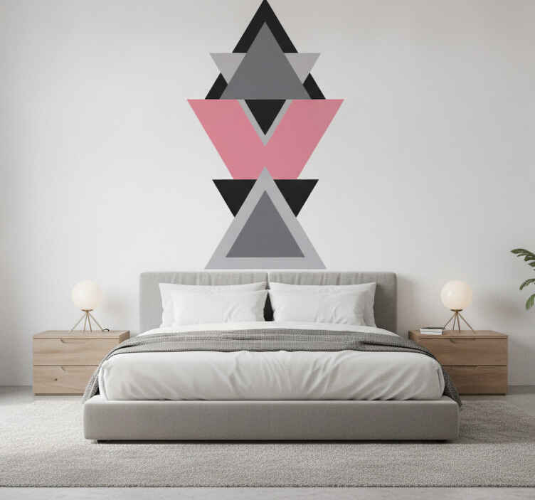 Tapisserie blanc art abstrait triangles - TenStickers