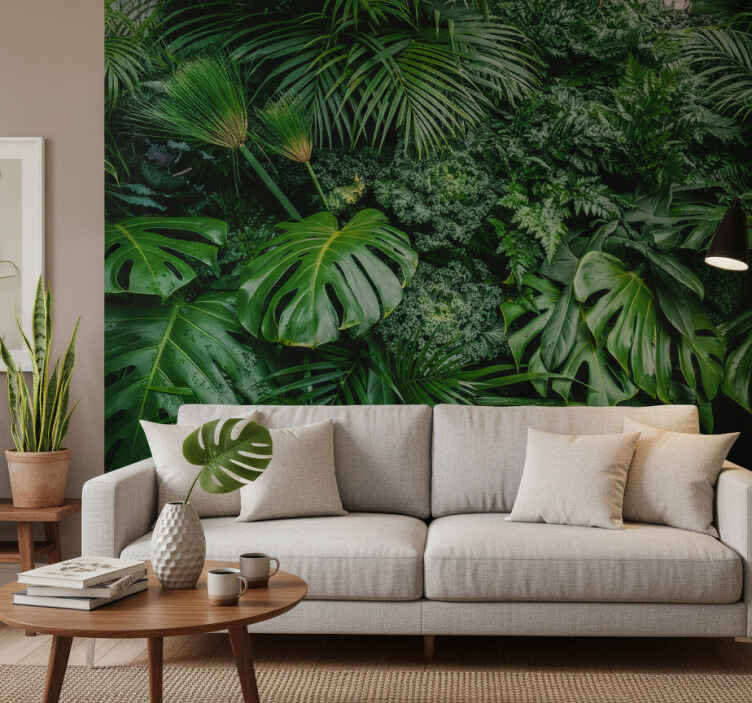 Tapisserie vert jungle ensoleillée - TenStickers