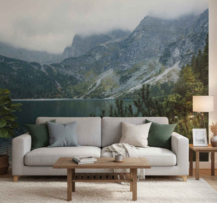 Tapisserie vert morskie oko dans les montagnes tatras - TenStickers