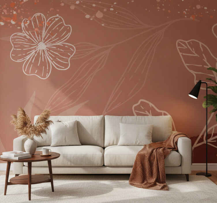 Fototapet mit minimalistischem blätterdesign - TenStickers