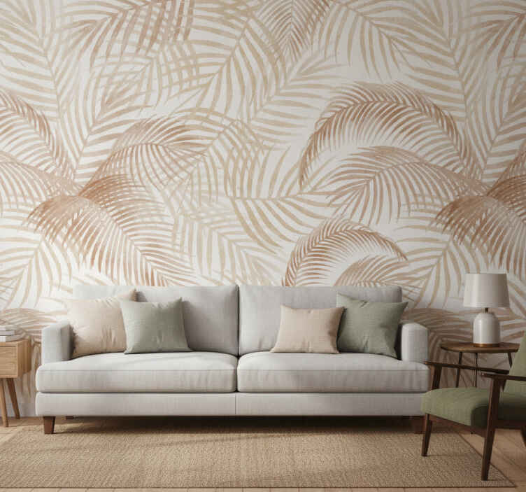 Papel mural terracota palmas exóticas - TenVinilo