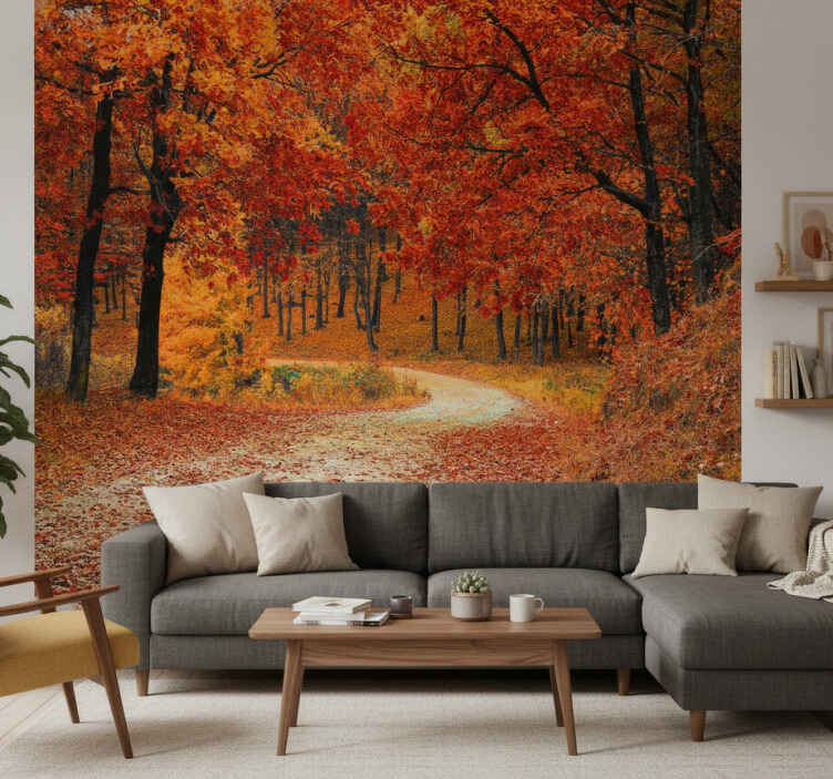 Fotobehang oranje herfstbomen - TenStickers