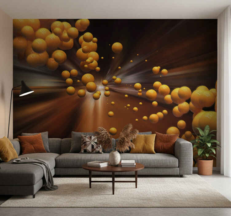 Orange wall mural vibrant spherical burst - TenStickers