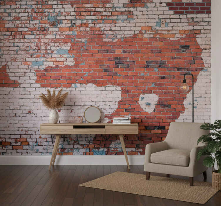 Fotobehang gang gebroken baksteen textuur muurdecor - TenStickers