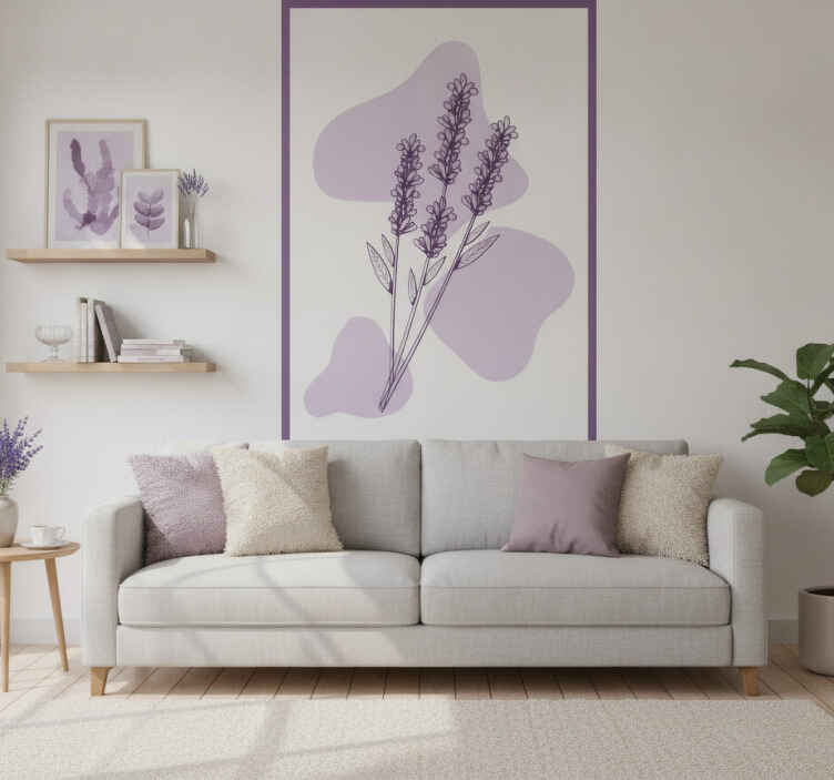 Purple wall mural depicting lavender plant - TenStickers