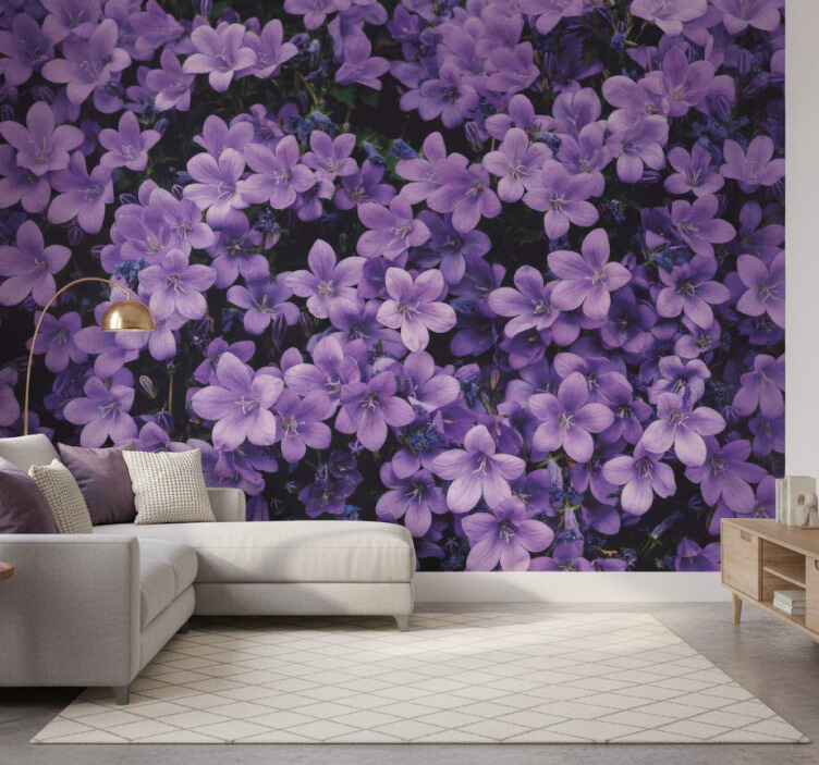 Purple wall mural vague purple flowers design - TenStickers