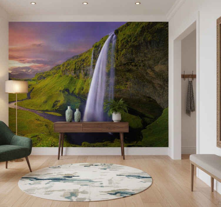 Entrance wall mural mountains with waterfall - TenStickers