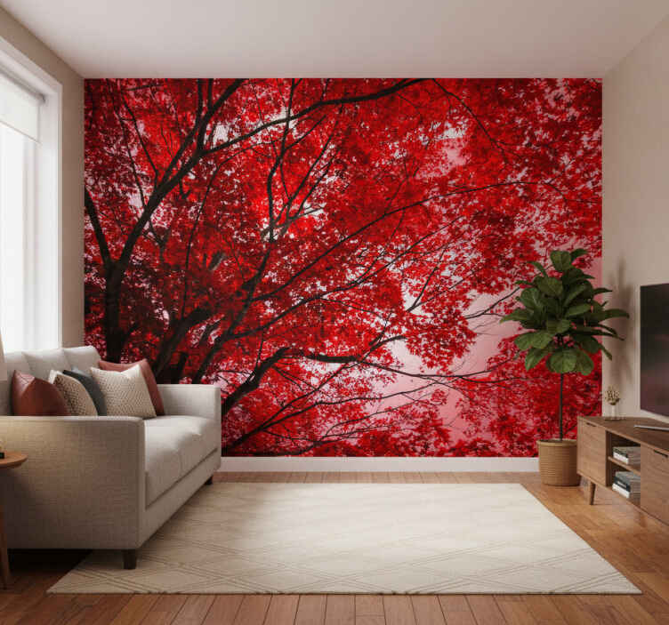 Fotomurale rosso rami rossi - TenStickers