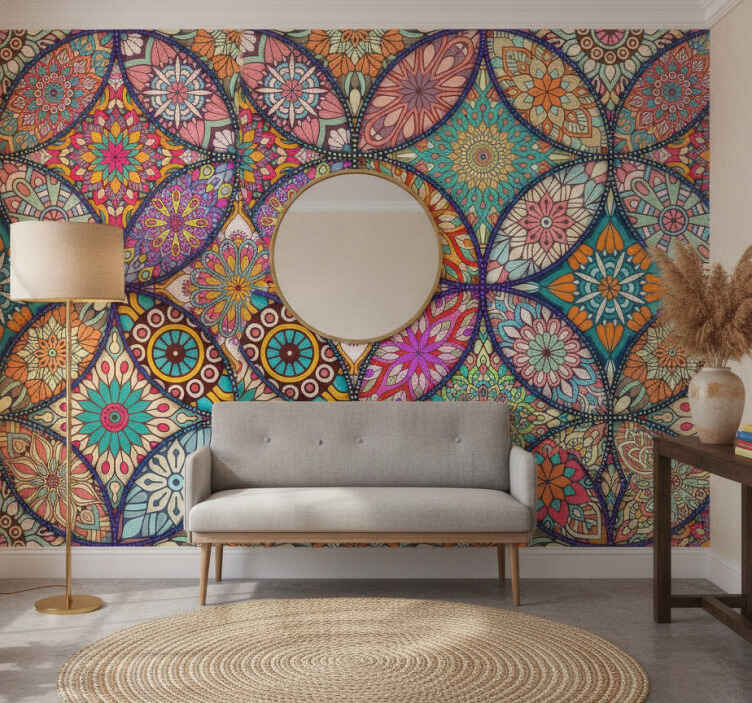 Hallway wall mural colorful mandalas - TenStickers
