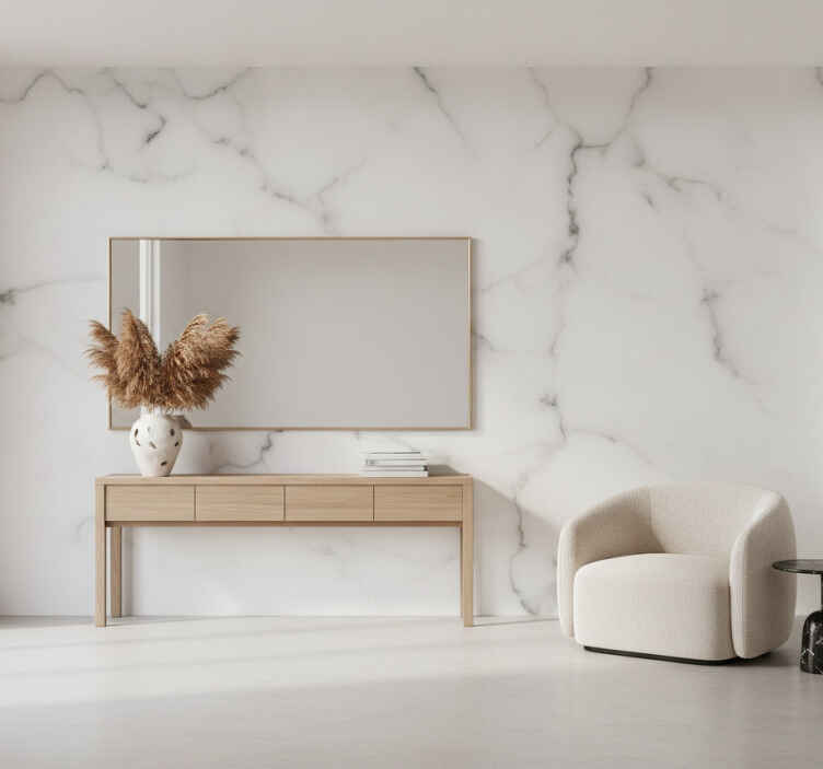 Hallway wall mural in white marble design - TenStickers
