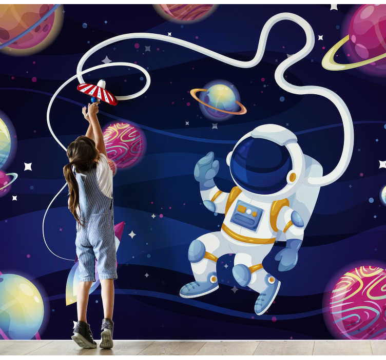 Dessin à la main Astronaute Ours Vaisseau spatial Système solaire et autres  planètes Étoiles Papier peint Autocollant Peel and Stick Wall Mural Wall  Décoration murale -  Canada