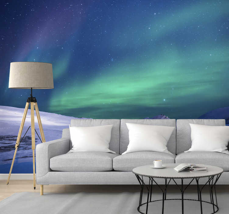 Mountains Wallpaper Northern light Wall Mural Removable Aurora Borealis Photo Wallpaper Removable Self Adhesive Peel and Stick Wall Decal