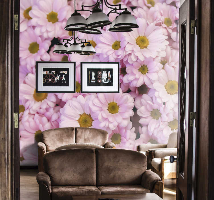 ピンクのヒナギクの花壁壁画 Tenstickers