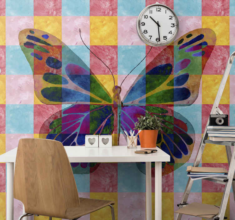 Papier peint graphique Papillons multicolores