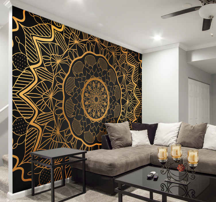 Golden Mandala Mural Wallpaper Tenstickers