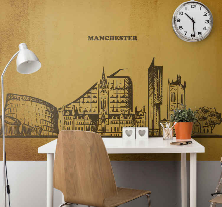Manchester skyline mural wallpaper TenStickers