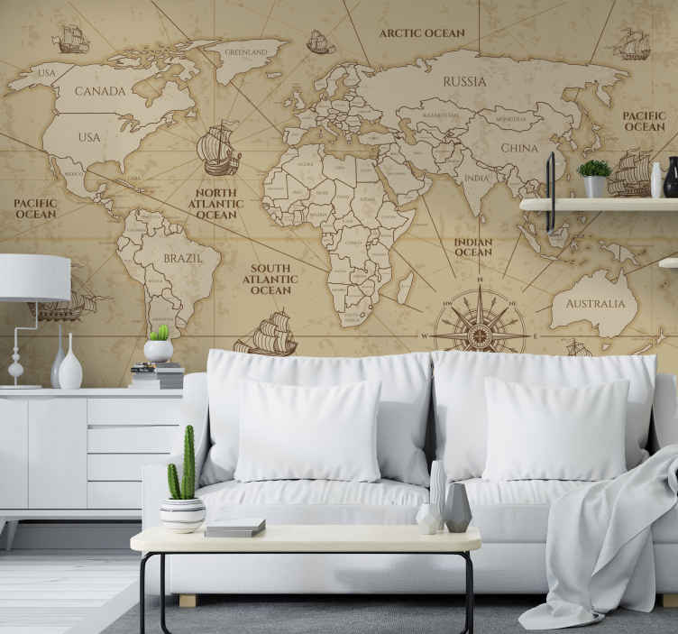 Papier peint carte du monde Buvard et encre