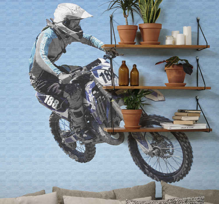 Motocicleta Wallmural De Motocross De Salto Extremo Tenstickers