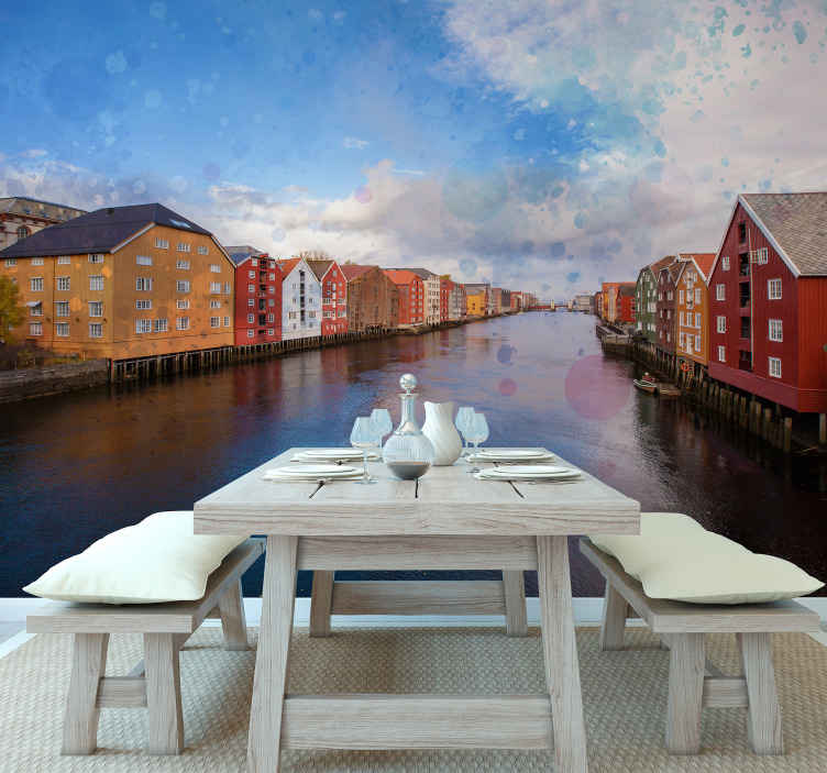 Tondheim's river  wall mural - TenStickers