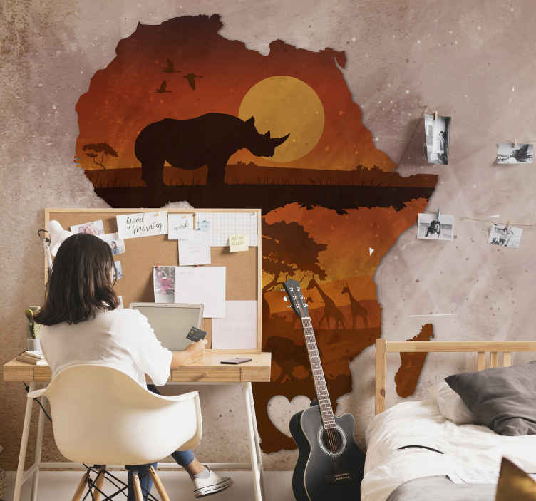 South Africa map with heart wall mural - TenStickers