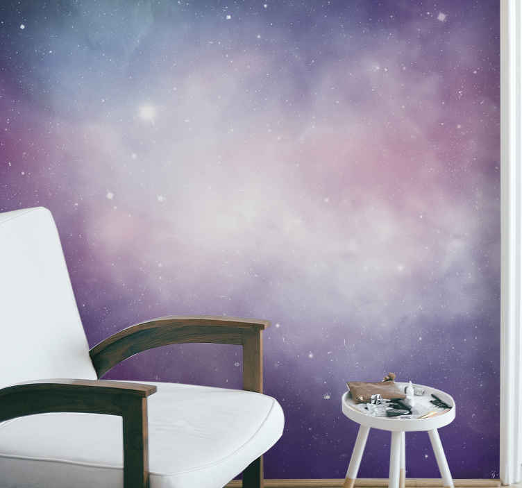 Pink and purple galaxy scene space mural wallpaper - TenStickers