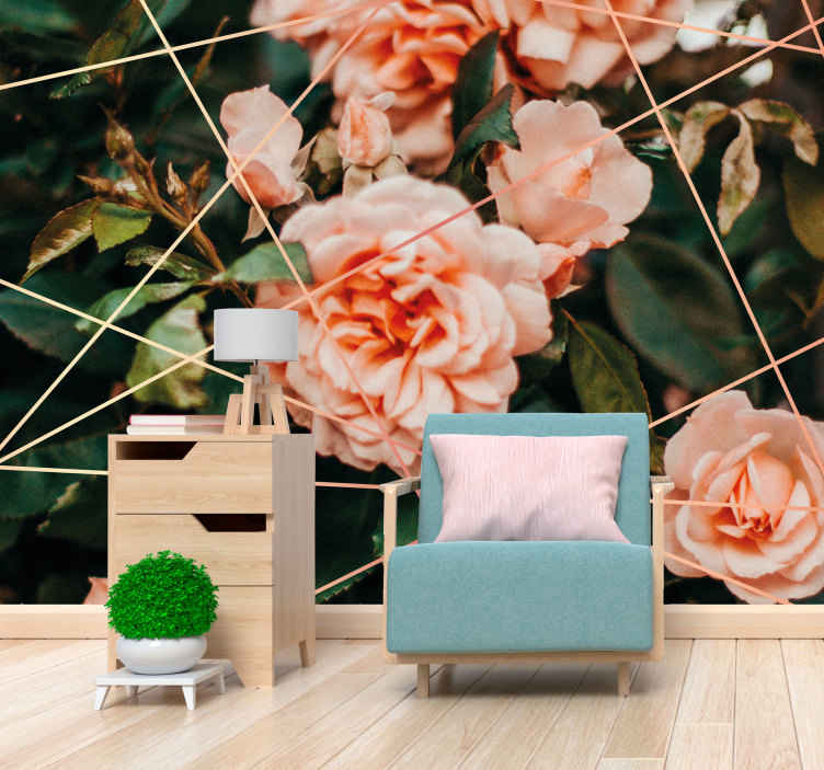 Soft Rose Blooms flower wall mural - TenStickers