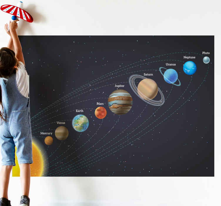Tapisserie murale enfants style système solaire - TenStickers