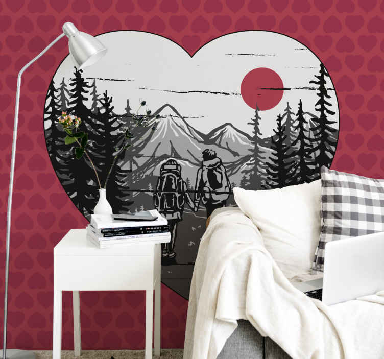 Camping vandreture bjerg vægmaleri - TenStickers
