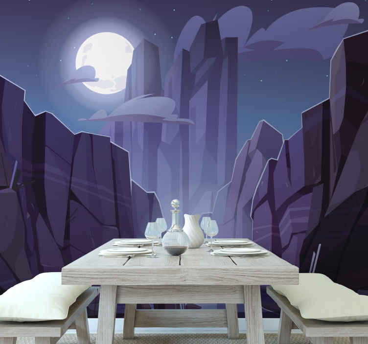 Lunar Illuminated Rocky Terrain landscape wall mural - TenStickers