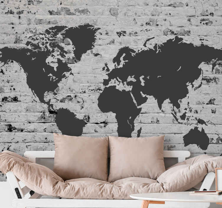 Stone look colourful world map wall mural  TenStickers