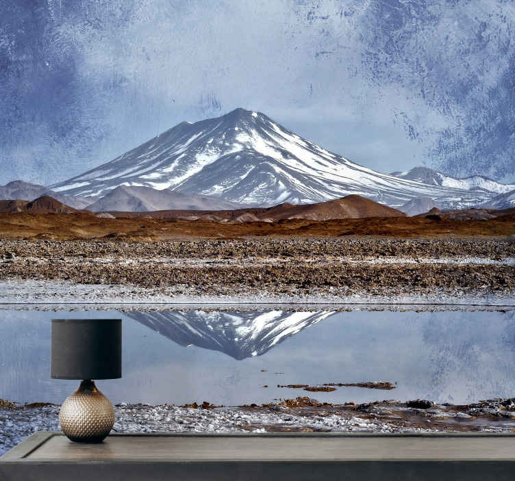 アンデス山脈の山の壁の壁画の湖 - TENSTICKERS