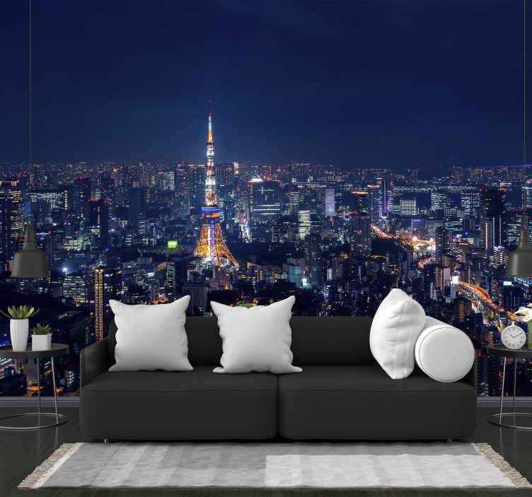 夜の壁画で東京のスカイライン - TENSTICKERS