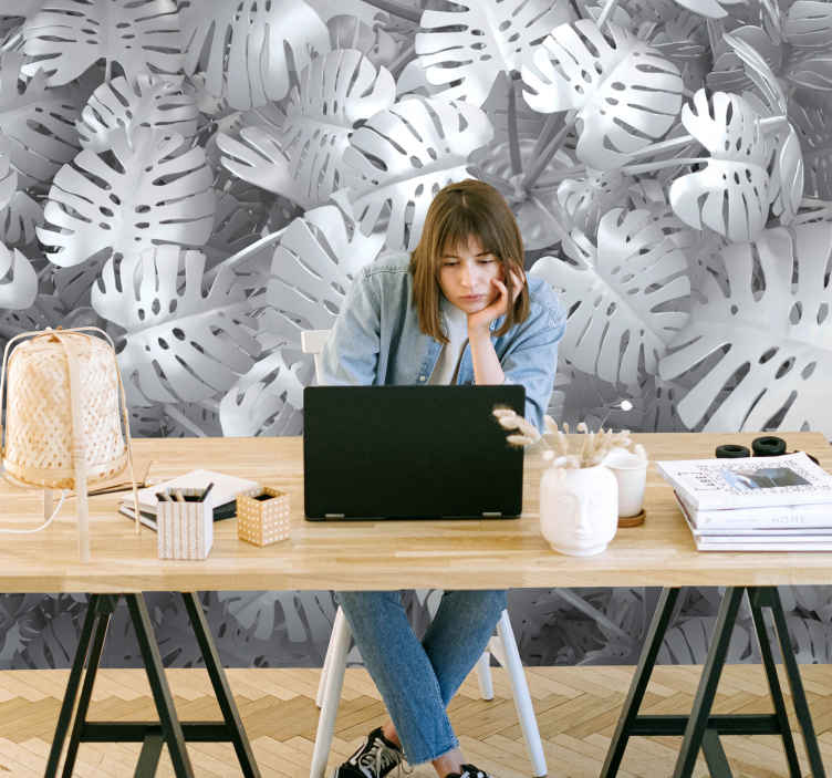 Monstera Leaf Pattern wall mural nature - TenStickers