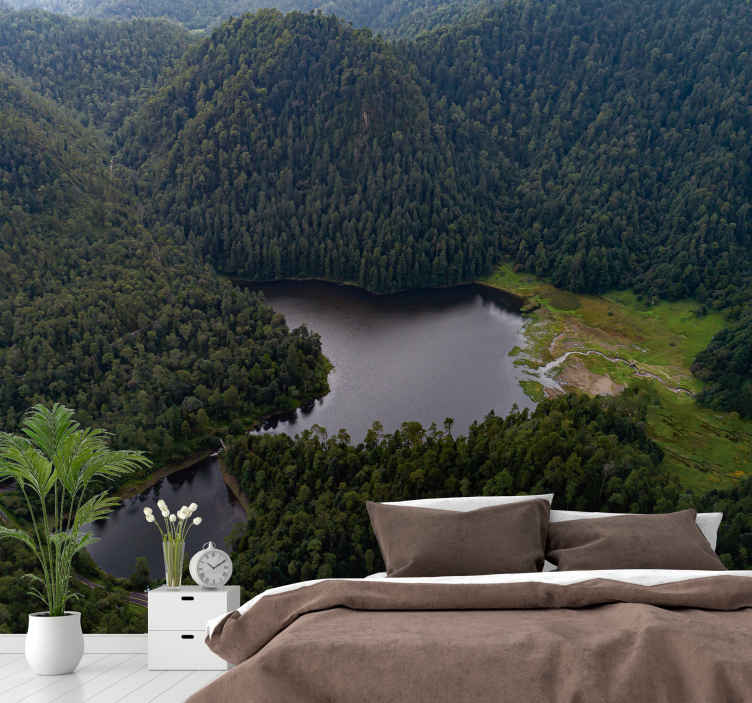 Mural de paisajes serenidad del lago de montaña - TenVinilo