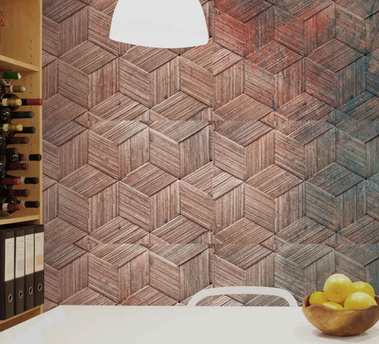 Geometrisch houtpatroon fotobehang ander print - TenStickers