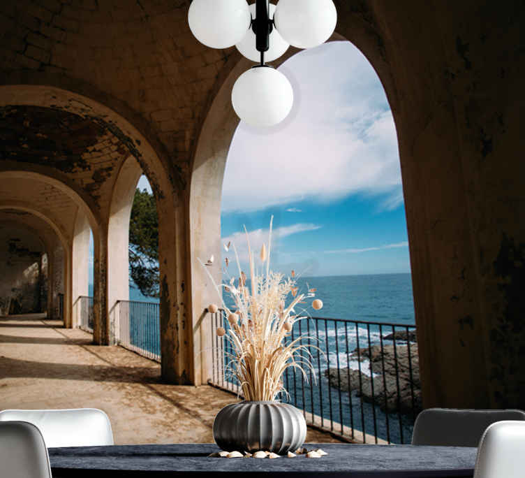 Landscape wall mural coastal archway view - TenStickers