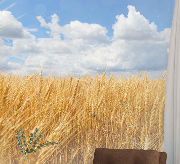 Golden Wheat Field wall mural nature - TenStickers