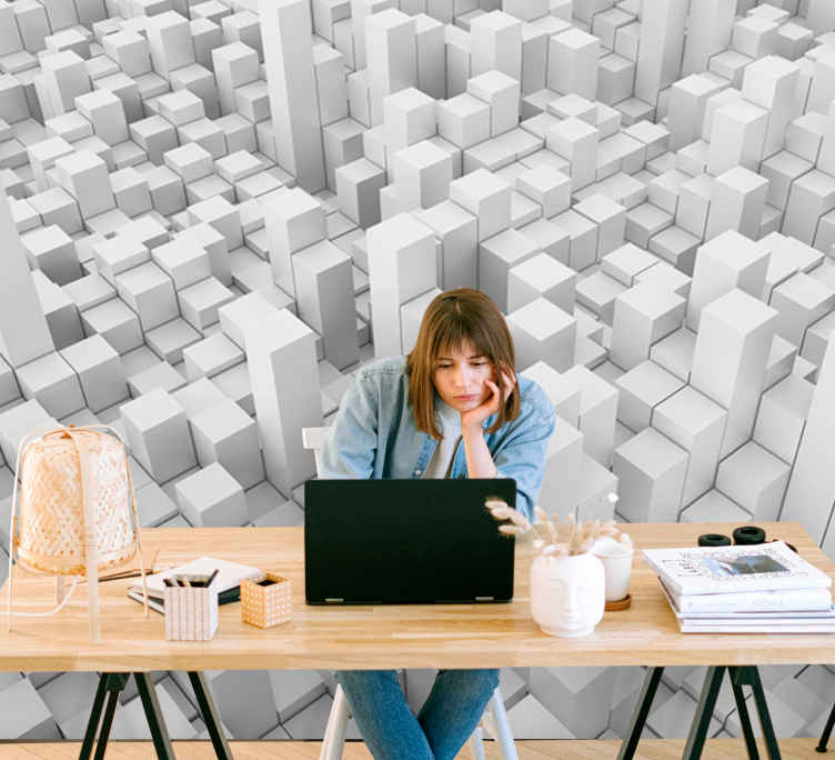 White square mounts Home office mural TenStickers