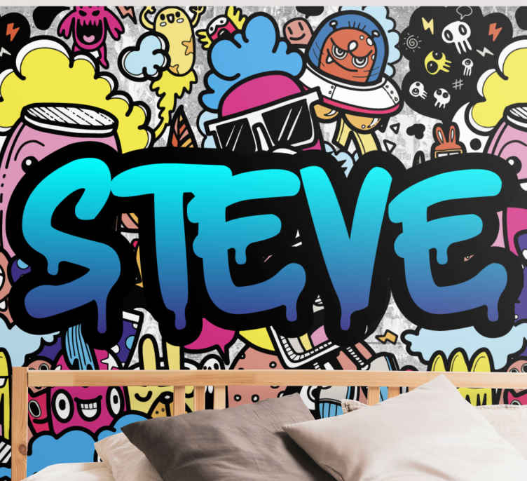 Customisable graffiti name custom wall mural - TenStickers