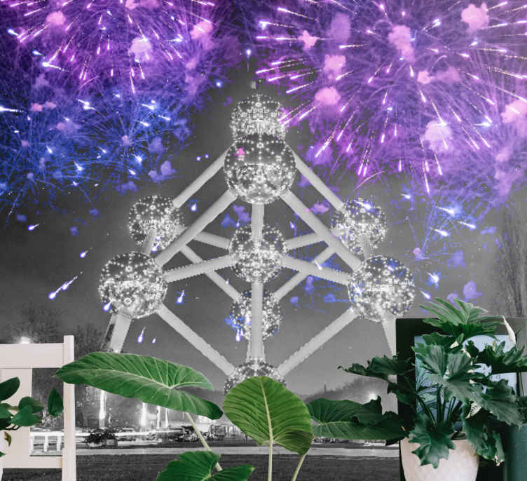 Atomium-ilotulitusnäytös kaupunki valokuvatapetti - Tenstickers