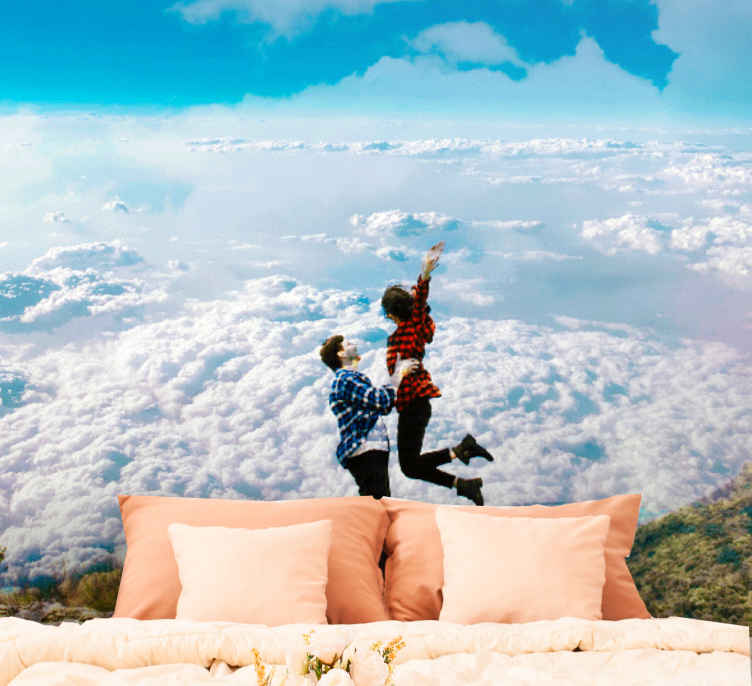 Joyful Embrace Above Clouds love wall mural - TenStickers