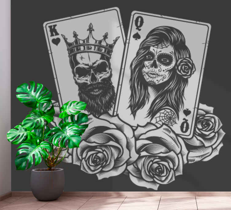 Kafatası oyun kağıtları sanat duvar resim - TenStickers