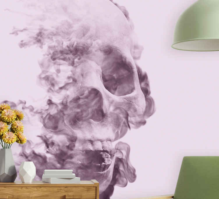 Mural para salón Cráneo de humo - TenVinilo