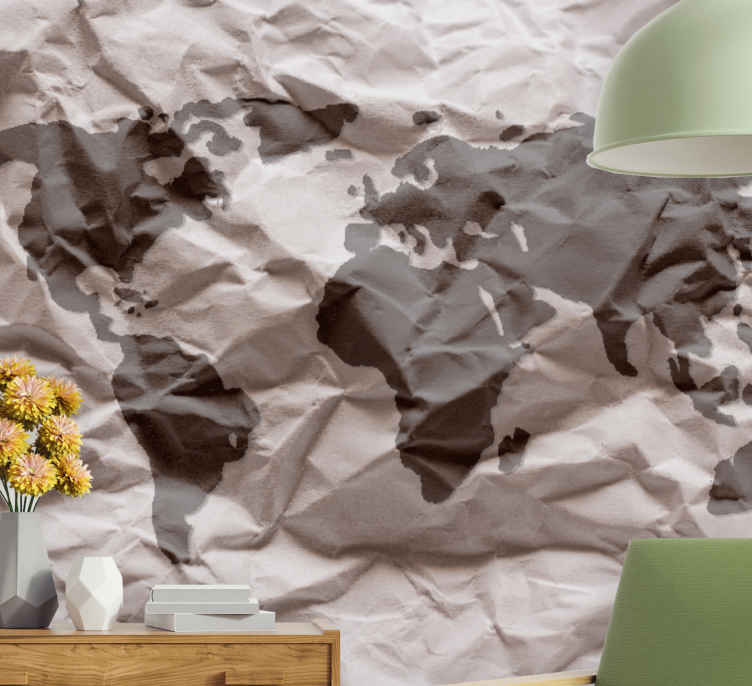 Geographical World Sketch world map wall mural - TenStickers