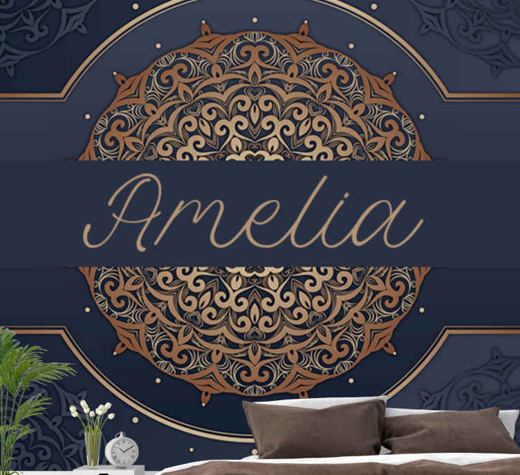 Mandala with personalized text wall mural - TenStickers