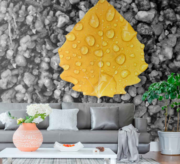 Leaf on shingle mural wallpaper - TenStickers