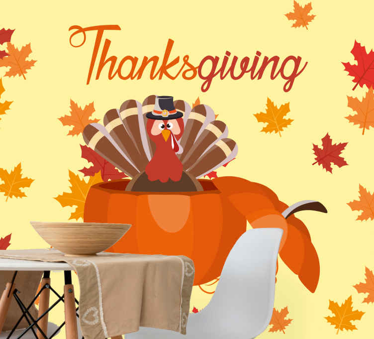 Thanksgiving exploding pumpkin wall mural - TenStickers