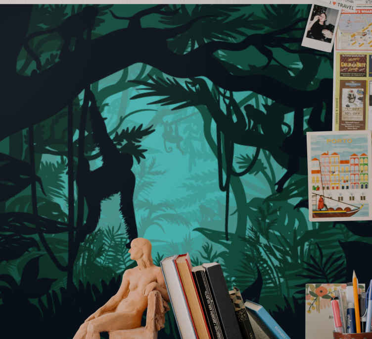 Tapisserie jungle paysage vibrant - TenStickers